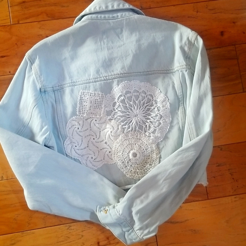 Altered distressed jean jacket